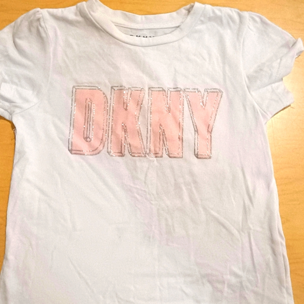 DKNY Kids White and Pink T-Shirt
